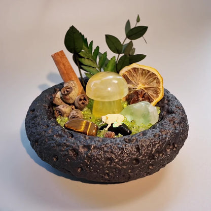 Yellow Fluorite Mushroom Garden – Woodland Miniature