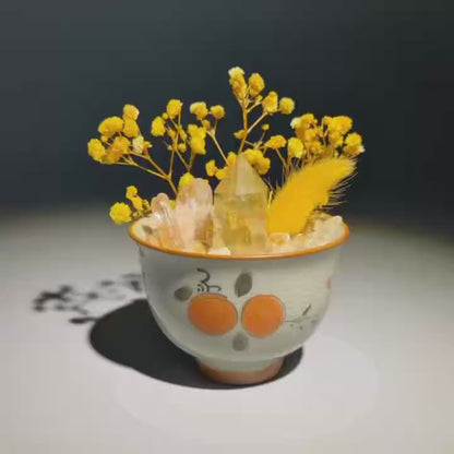Golden Citrine Garden – Persimmon Ceramic Bowl