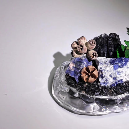 Sodalite & Black Tourmaline Garden – Blue Crystal Decor