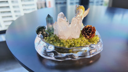 Clear Quartz Angel Garden – Fluorite & Moss Agate