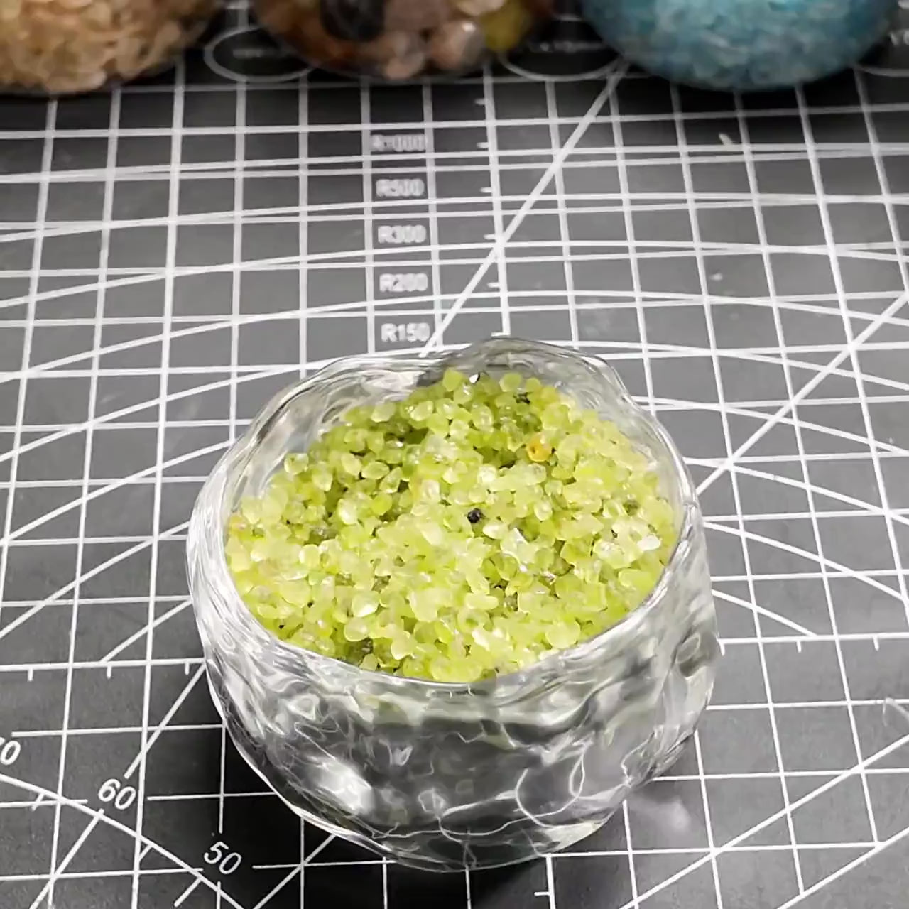 How to assemble your miniature clear quartz and peridot crystal garden.