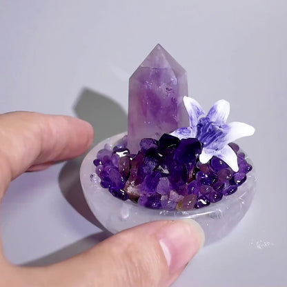 Mini Amethyst Crystal Garden – Clear Quartz Bowl
